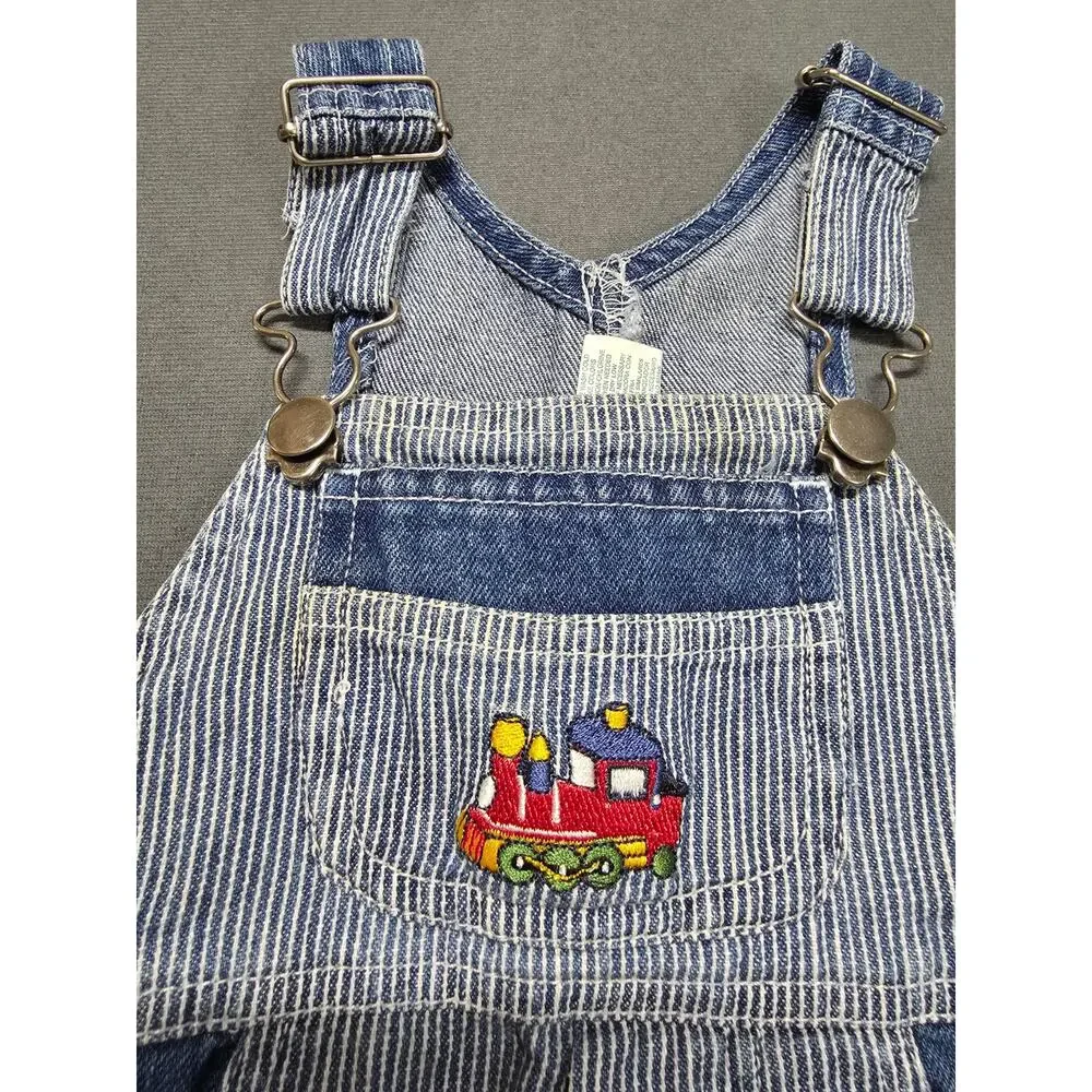 Vintage Baby 3-6 Months Overalls Pacific Railway Railroad Train Classic Patches